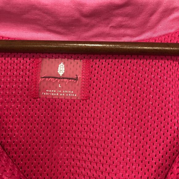 FP Movement Let's Go Out Pink Rose Ruffle Lightweight Tie Pocket Pullover Size L - Picture 3 of 7